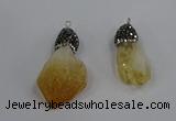 NGP4326 18*35mm - 20*40mm nuggets druzy citrine pendants