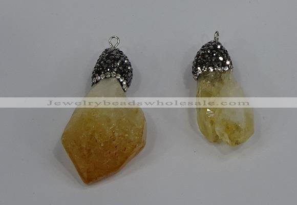 NGP4326 18*35mm - 20*40mm nuggets druzy citrine pendants