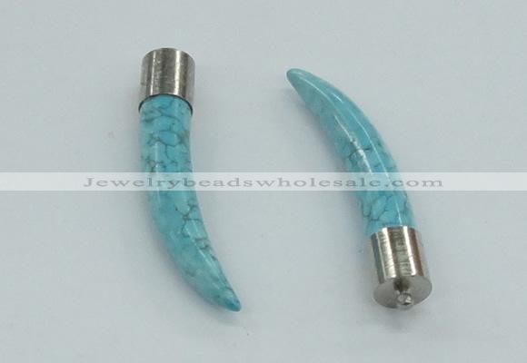 NGP4505 9*50mm - 9*55mm horn blue turquoise pendants wholesale