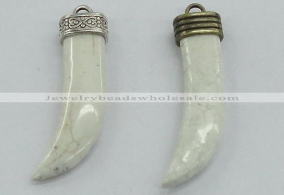 NGP4512 12*50mm - 12*55mm horn white turquoise pendants wholesale