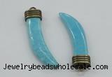 NGP4516 12*50mm - 12*55mm horn blue turquoise pendants wholesale