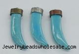 NGP4528 15*55mm - 15*60mm horn blue turquoise pendants wholesale