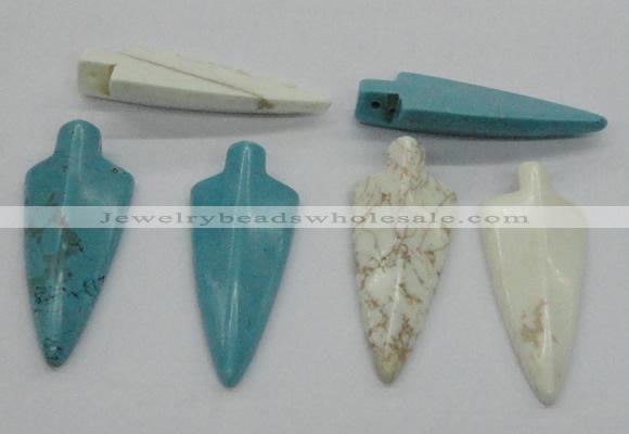 NGP4534 21*52mm - 22*55mm arrowhead turquoise pendants wholesale