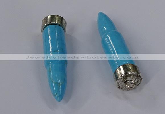 NGP4548 15*62mm bullet-shaped white howlite turquoise pendants