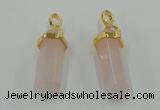 NGP5027 8*30mm sticks rose quartz gemstone pendants wholesale