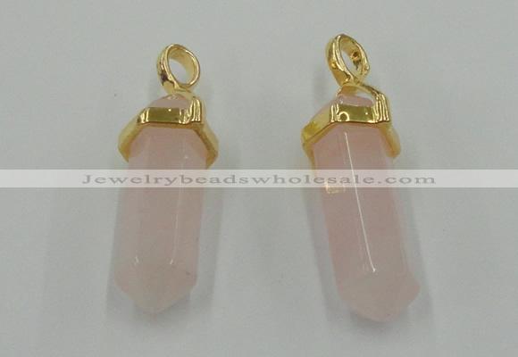 NGP5027 8*30mm sticks rose quartz gemstone pendants wholesale