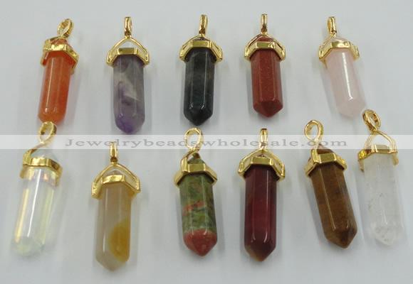 NGP5047 8*30mm sticks mixed gemstone pendants wholesale