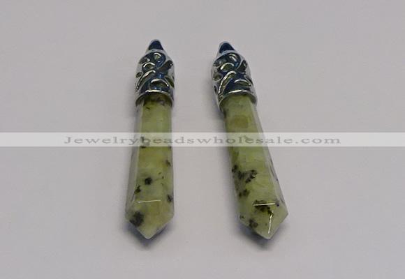 NGP5419 10*65mm sticks kiwi jasper pendants wholesale