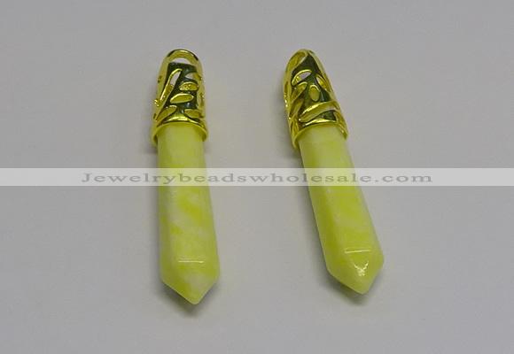 NGP5444 10*65mm sticks lemon jade gemstone pendants wholesale