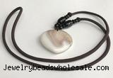 NGP5636 Shell flat teardrop pendant with nylon cord necklace