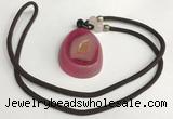 NGP5653 Agate flat teardrop pendant with nylon cord necklace