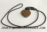 NGP5693 Agate heart pendant with nylon cord necklace