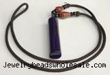 NGP5704 Agate tube pendant with nylon cord necklace