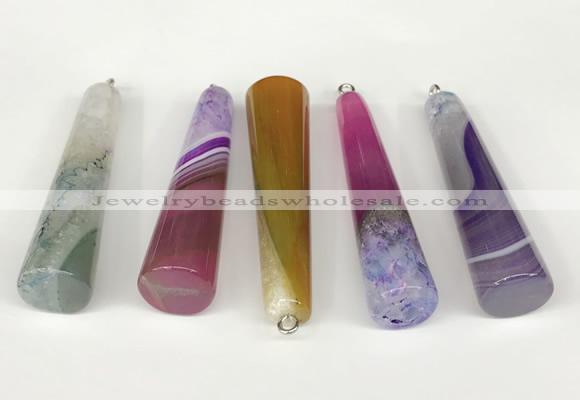 NGP5721 14*55mm cone agate gemstone pendants wholesale