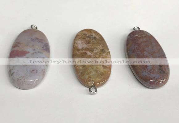 NGP5751 20*40mm oval agate gemstone pendants wholesale