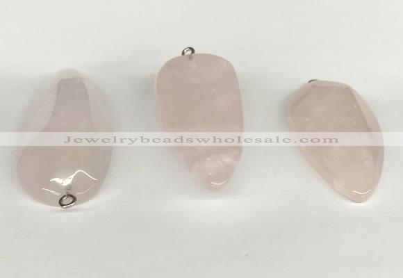 NGP5771 22*48mm - 25*55mm flat teardrop rose quartz pendants