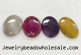 NGP5820 32*50mm faceted oval agate gemstone pendants wholesale