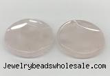 NGP5844 50mm flat round rose quartz pendants wholesale