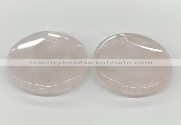 NGP5844 50mm flat round rose quartz pendants wholesale