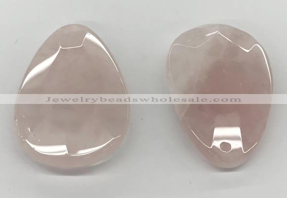 NGP5847 35*55mm faceted flat teardrop rose quartz pendants wholesale