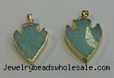 NGP6001 22*30mm - 25*35mm arrowhead amazonite gemstone pendants