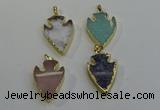 NGP6005 22*30mm - 25*35mm arrowhead mixed gemstone pendants