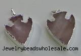 NGP6008 22*30mm - 25*35mm arrowhead rose quartz pendants