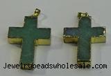 NGP6037 30*40mm - 35*45mm cross green aventurine pendants