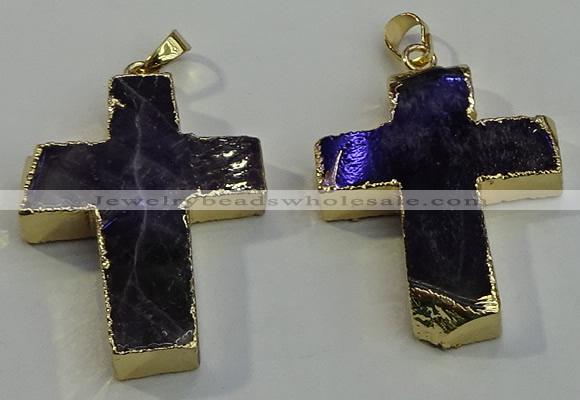 NGP6038 30*40mm - 35*45mm cross amethyst pendants