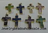 NGP6044 30*40mm - 35*45mm cross mixed gemstone pendants