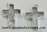 NGP6048 30*40mm - 35*45mm cross white crystal pendants