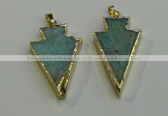 NGP6066 20*40mm - 25*45mm arrowhead amazonite pendants