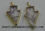 NGP6067 20*40mm - 25*45mm arrowhead white crystal pendants