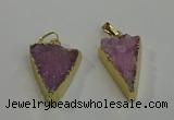 NGP6072 20*25mm - 25*35mm triangle druzy quartz pendants