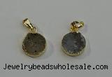 NGP6076 14mm - 15mm flat round druzy agate pendants