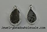 NGP6080 15*25mm – 18*30mm flat teardrop druzy agate pendants