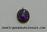 NGP6097 20*25mm - 22*30mm oval amethyst pendants wholesle