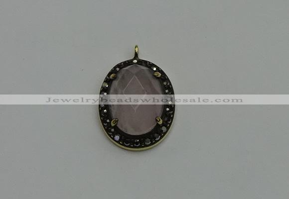 NGP6104 20*25mm - 22*30mm oval rose quartz pendants wholesle