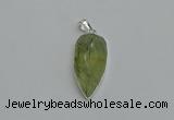 NGP6109 12*35mm - 15*40mm arrowhead green rutilated quartz pendants