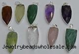 NGP6115 12*35mm - 15*40mm arrowhead mixed gemstone pendants