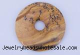 NGP612 5pcs 6*50mm picture jasper gemstone donut pendants wholesale