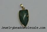 NGP6124 12*35mm - 15*40mm arrowhead green aventurine pendants