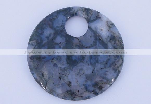 NGP618 5pcs 6*50mm moss agate gemstone donut pendants