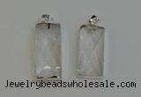 NGP6180 14*30mm - 15*38mm faceted rectangle white crystal pendants