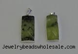 NGP6184 14*30mm - 15*38mm faceted rectangle green rutilated quartz pendants