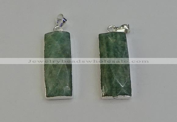 NGP6186 14*30mm - 15*38mm faceted rectangle amazonite pendants