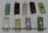 NGP6195 14*30mm - 15*38mm faceted rectangle mixed gemstone pendants