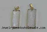 NGP6198 14*30mm - 15*38mm faceted rectangle white crystal pendants