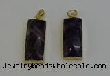 NGP6206 14*30mm - 15*38mm faceted rectangle amethyst pendants