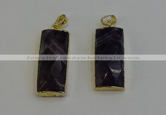 NGP6206 14*30mm - 15*38mm faceted rectangle amethyst pendants